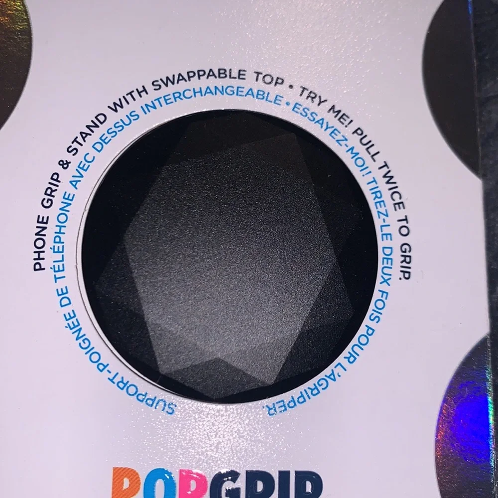 PopSockets Premium PopGrip Phone Grip & Stand - Metallic Diamond Black NEW